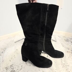 Tall Black Suede Leather Boots Size 6M